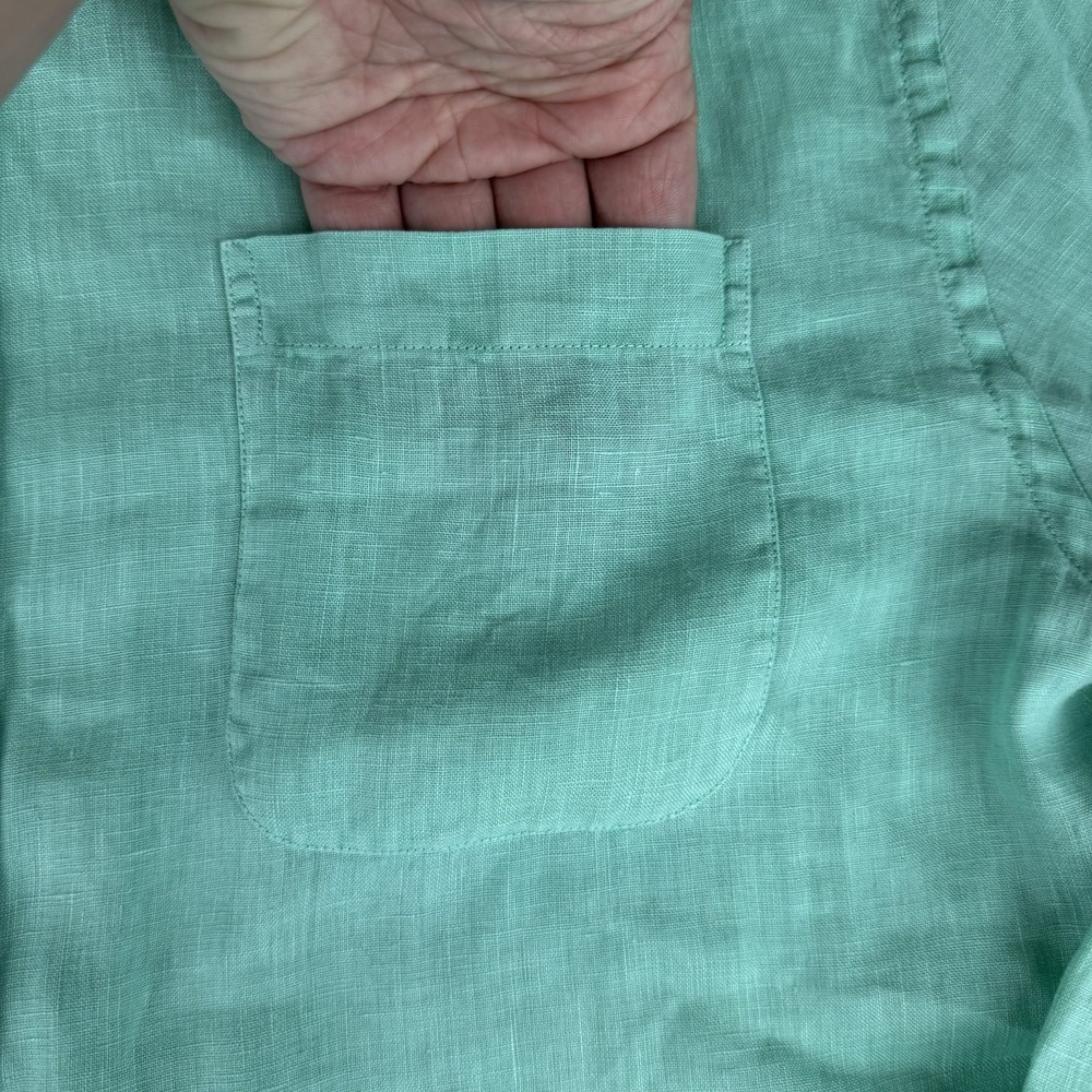 Vineyard Vines Shirt Mens Size Large Green Linen  Twill Button Up Preppy - Picture 2 of 9